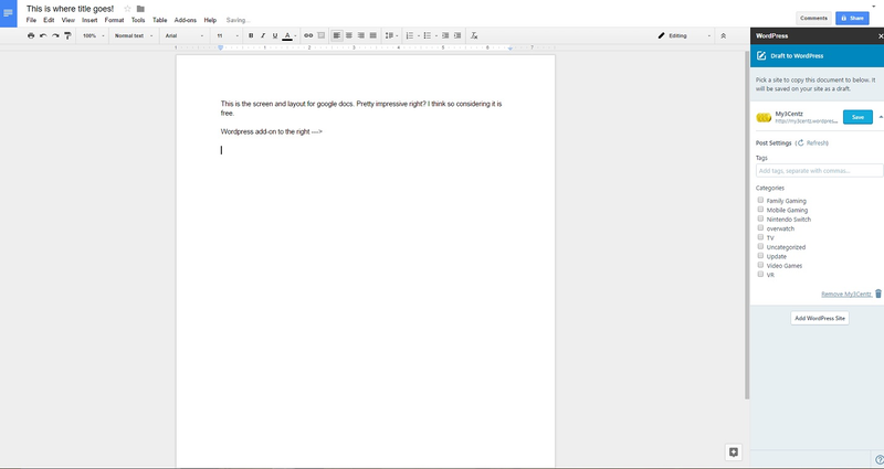 Google docs layout w/ Wordpress add-on.